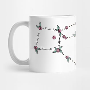 Pegasus Constellation Roses and Hearts Doodle Mug